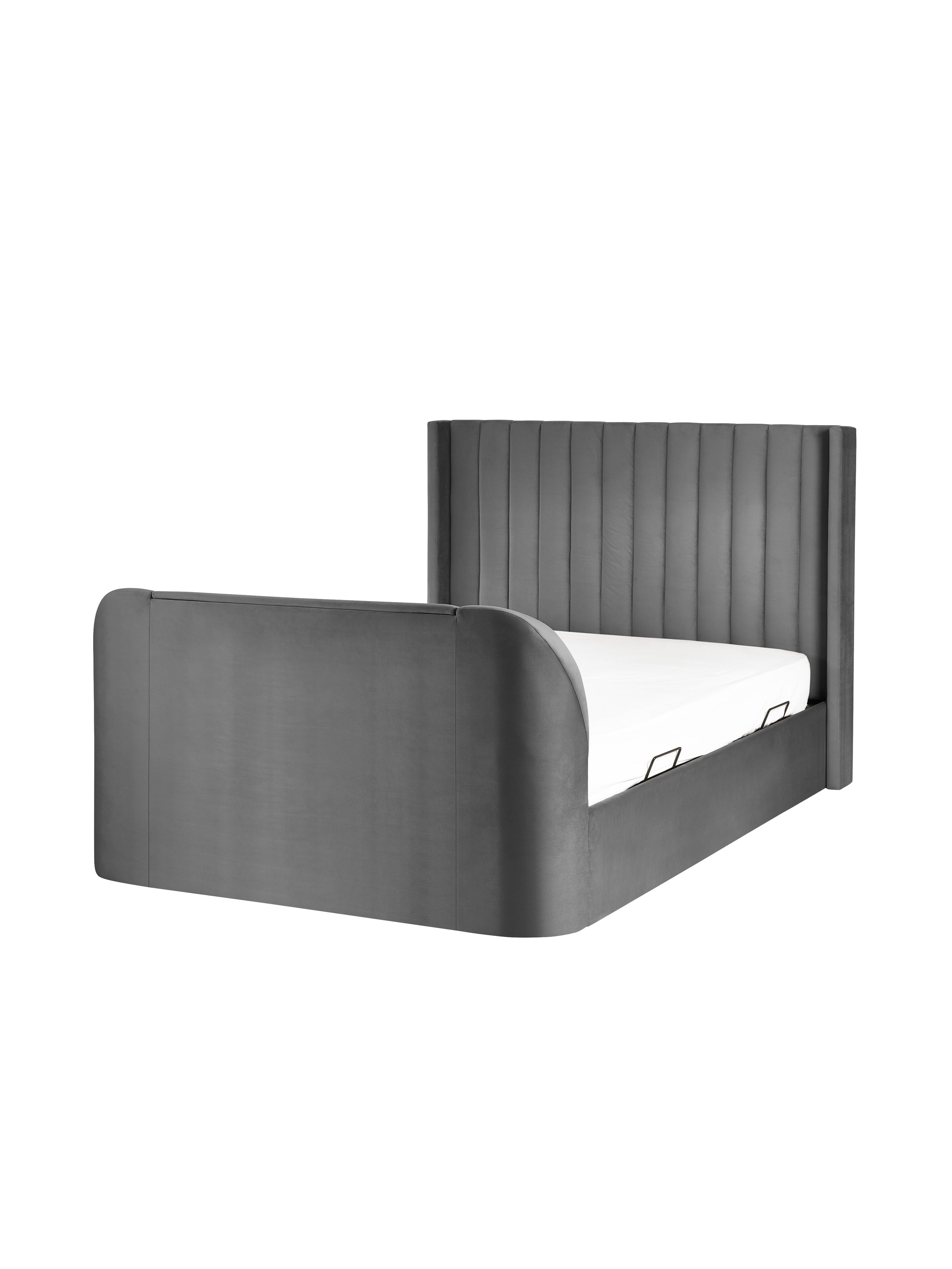 Alston Dark Grey Velvet Ottoman TV Bed King